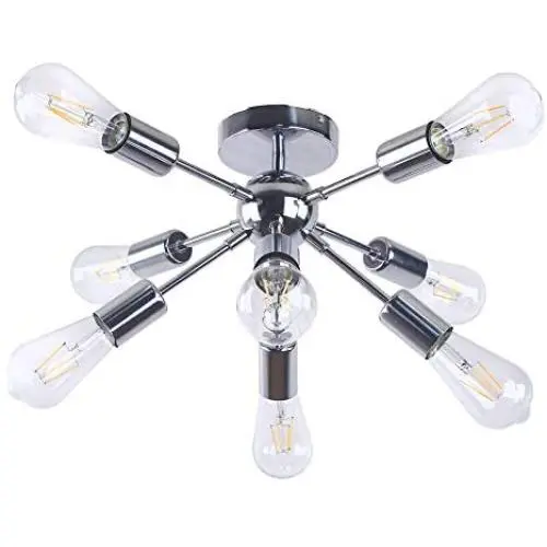 CLAIRDAI Sputnik Chandeliers Modern Rustic Flush Mount Ceiling Light Fixtures Industrial Vintage Starburst Chandelier E26 Base for Kitchen Bedroom Living Room Dining Area (Chrome 8-Light) CLAIRDAI Sputnik Chandeliers Modern Rustic Flush Mount Ceiling Light Fixtures Industrial Vintage Starburst Chandelier E26 Base for Kitchen Bedroom Living Room Dining Area (Chrome 8-Light)