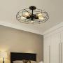 Industrial Vintage Semi Flush Mounted Ceiling Light - LITFAD 21'' Chandelier Metal Hanging Fixture Barn Pendant Light LED Ceiling Lamp with 5 Lights in Black Finish for Living Room Restaurant Bedroom
