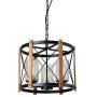 Eumyviv Wood Farmhouse Rustic Chandelier with Crack Finish Glass Shade, 3 Lights Vintage Industrial Hanging Light for Dinning Room, C0030