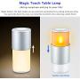 Table Lamp, Multifunction LED Touch Bedside Lamp with Flameless Candle Light & Color Changing RGB Light, Dimmable Warm White Night Light Rechargeable Battery for Bedrooms Living Room