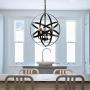 Farmhouse Rustic Chandelier Industrial Pendant Lighting Fixture with Metal for Dining Room, Kitchen , Foyer, Living Room, Bedroom (4 Light - Black)