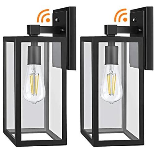 CINOTON Outdoor Wall Sconce Dusk to Dawn Photocell, IP65 Waterproof Outdoor Light Fixtures Wall Mount, Porch Light Fixtures with Clear Glass Shade, E26 Socket Exterior Wall Lamp for Garage, Doorway
