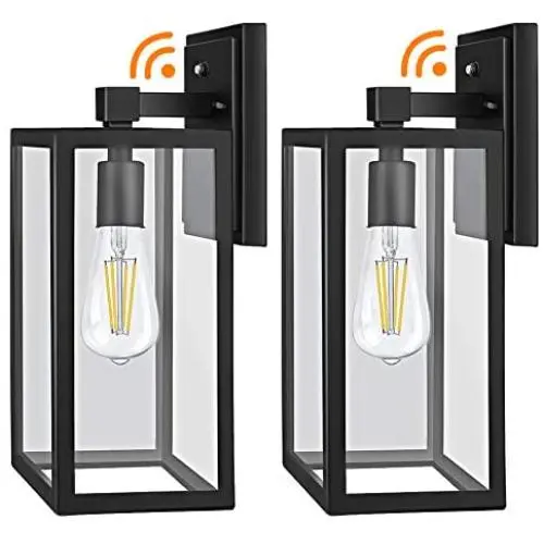CINOTON Outdoor Wall Sconce Dusk to Dawn Photocell, IP65 Waterproof Outdoor Light Fixtures Wall Mount, Porch Light Fixtures with Clear Glass Shade, E26 Socket Exterior Wall Lamp for Garage, Doorway