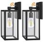 CINOTON Outdoor Wall Sconce Dusk to Dawn Photocell, IP65 Waterproof Outdoor Light Fixtures Wall Mount, Porch Light Fixtures with Clear Glass Shade, E26 Socket Exterior Wall Lamp for Garage, Doorway