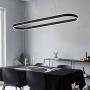 Modern Chandelier Circular LED Dimmable 66W 1 Linear Chandelier LED Acrylic Pendant Chandeliers Lighting Contemporary Dining Table Entry Kitchen Island with Remote Hanging Light (Black)