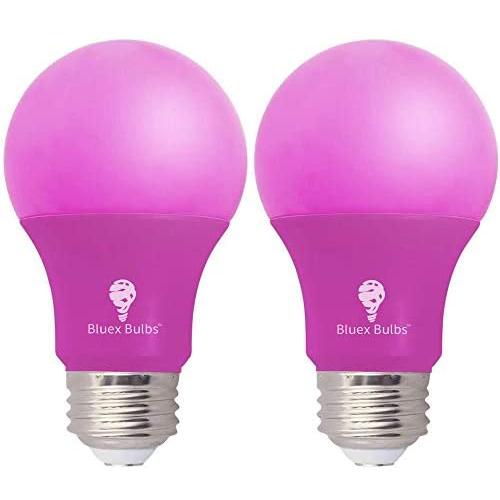 2 Pack BlueX LED A19 Pink Light Bulb - 9W (60Watt Equivalent) - E26 Base Pink LED Pink Bulb, Party Decoration, Porch, Home Lighting, Holiday Lighting, Decorative Illumination