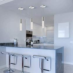 Pendant Lighting,Modern Contemporary,One Light Mini Pendant Light Fixture,Polished Chrome Bubble Glass Crystal Ceiling Hanging Lights, Perfect for Kitchen Island Dining Room Hallway Interior