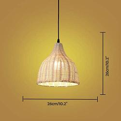 ANYE 15ft Black Plug-in UL On/Off Dimmer Switch Cord Retro Style E26 Lamp Holder Rattan Pendant Light for Dining Room Cafe Restaurant Bulbs Not Included