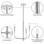 MOTINI 3-Light Farmhouse Chandelier in Silver Polished Nickel Finish, Hanging Candle Pendant Lighting Fixtures for Kitchen Island Dining Room