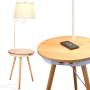 Brightech Owen - End Table with Lamp for Living Rooms, Wireless Charging Station & USB Ports Built in - Wood Nightstand / Side Table & LED Reading Light Attached for Bedrooms - Mid Century Modern