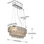Oval Crystal Chandelier Lighting L23.6''x W11.8''x H12.6'', 3-Tier Adjustable Crystal Hanging Ceiling Light for Kitchen Island Living Room Bedroom, K9 Crystal 11-Light G9