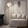 Oneach Modern Floor Lamp for Living Rooms LED Contemporary Arc Standing Lamps for Bedrooms Accent Tall Pole Light for Reading with Hanging Lamp Shade Black