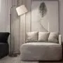 Oneach Modern Floor Lamp for Living Rooms LED Contemporary Arc Standing Lamps for Bedrooms Accent Tall Pole Light for Reading with Hanging Lamp Shade Black