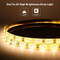 LE 12V LED Strip Light, Flexible, Waterproof, SMD 2835, 300 LEDs, 16.4ft Tape Light for Home, Kitchen, Christmas and More, Warm White