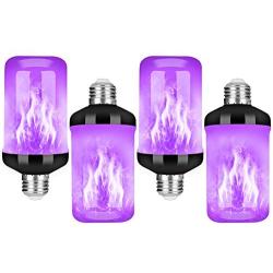 LED Flame Effect Fire Light Bulb, Upgraded 4 Modes Flickering Fire Christmas Lights Decorations, E26 Base Flame Bulb with Upside Down Effect (C Purple,4 Pack)