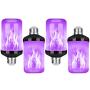LED Flame Effect Fire Light Bulb, Upgraded 4 Modes Flickering Fire Christmas Lights Decorations, E26 Base Flame Bulb with Upside Down Effect (C Purple,4 Pack)