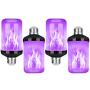 LED Flame Effect Fire Light Bulb, Upgraded 4 Modes Flickering Fire Christmas Lights Decorations, E26 Base Flame Bulb with Upside Down Effect (C Purple,4 Pack)