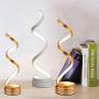 Spiral Design LED Table Lamp Warm White 3000k Minimalist Desk Lamp Aluminum Alloy Acrylic Bedside Nightstand Lamps for Bedroom Office Living Room (Gold, Warm Light)