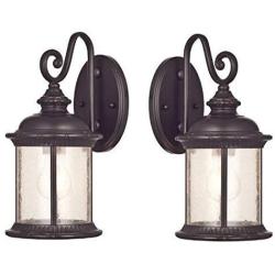 Ciata New Haven One-Light Exterior Wall Lantern on Steel with Clear Seeded Glass 2 Pack, Oil Rubbed Bronze Finish