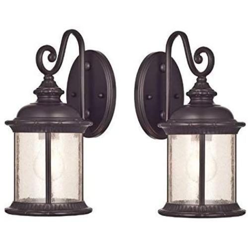 Ciata New Haven One-Light Exterior Wall Lantern on Steel with Clear Seeded Glass 2 Pack, Oil Rubbed Bronze Finish