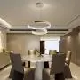 BAYCHEER Adjustable Hanging Ceiling Lights Fixtures LED Chandeliers Modern Foyer Circular Pendant Lights Contemporary 2 Rings Lighting Dining Room Living Room Natural Light in White