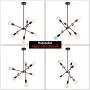 Modern Sputnik Chandelier 6 Lights Black Pendant Lighting Mid -Century Flush Mount Ceiling Light for Dining Room Kitchen Living Room