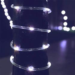 Outdoor Rope Lights, Hopolon 33ft/10M 100LED Waterproof Copper Tube Wire String Lights with 8 Modes 4.5V UL Listed Plug for Garden,Yard, Path, Fence, Stairs,Party Backyard, Patio Decor(Cool White)