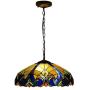 LITFAD LED Pendant Lighting 4 Light Dome Pendant Light Tiffany Victorian Stained Glass Drop Light Ceiling Hanging Light for Restaurant Living Room Bedroom Hotel - Yellow