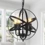 4-Light Pendant Light Fixture Farmhouse Chandelier Candel Pendant Spherical Rustic Industrial Lighting Adjustable Height w/ Metal Spherical Shade Dining Room Lighting Fixtures Hanging