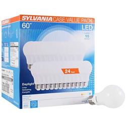 SYLVANIA General Lighting 74766 SYLVANIA 60W Equivalent, LED Light Bulb, A19 Lamp, Efficient 8.5W, Bright White 5000K, Daylight, 24 Count