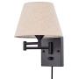 Pauwer Plug in Wall Sconce Set of 2 Swing Arm Wall Lamp with Plug in Cord and Fabric Shade Wall Light Fixtures for Hallway Bedroom Living Room (Beige Shade)