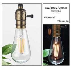 LED Edison Bulb Dimmable 6W Vintage Led Light Bulb 60W Equivalent 2200K Warm White 520 Lumen ST64 Led Filament Bulb E26 Medium Base Decorative Clear Glass for Bathroom Kitchen Dining Room, 4 Pack