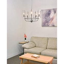 Kira Home Inara 22.5'' Large Round 5-Light Modern Chandelier + Clear Glass Shades, Adjustable Height, Brushed Nickel Finish