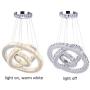 Winretro Modern DIY Crystal LED Chandelier Light Fixture 3 Rings Round Pendant Lighting Adjustable Stainless Steel Ceiling Hanging Lamp for Living Room Dining Room Bedroom(Warm White)