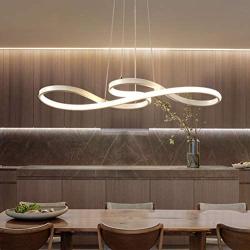 Modern LED Acrylic Chandelier Dining Room Dimmable 3000K~6500K Remote Control Pendant Lights Color/Brightness Adjustable Half Flush Mount Ceiling Hanging Lamp Fixture for Bedroom Livingroom Lighting