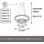 Crystal Chandelier 2 Rings 7.9''+15.8'' Daylight 5000K 36W Wowatt LED Circular Ceiling Lighting Modern Contemporary Lighting Fixture Adjustable Stainless Pendant Light for Bedroom Living Dining Room