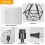 Depuley Modern Black Table lamp for Living Room, Metal Desk Lamp with Hollowed Out Base, 5W Bedside Nightstand Lamps with Fabric Shade for Bedroom, Office (E26 Bulb Incl.)