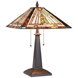 Cotoss Tiffany Table Lamp 2 Light Welding Table Lamp Stained Glass Lampshade Desk Lamp Mission Style Tiffany Lamps for Bedrooms Living Room