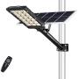 Sunlement 300W LED Solar Street Lights, Outdoor Dusk to Dawn Pole Lights with Remote Control, 851 LEDs, Waterproof, for Parking Lot, Pathway, Garden, Yard, Patio(Cool White)