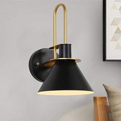 CraftThink Wall Sconces Light Fixtures, Modern Sconce Lamp with Conical Metal Shade,1 Light E26 Dining Room Wall Mounted for Bedside lamp Living Room Porch Hallway Restaurant Foyer in Black