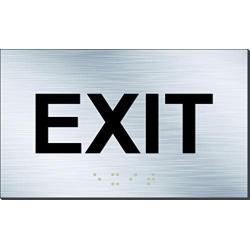 ADA Exit Sign Aluminum Panel Raised Letters and Braille (5'' x 3'') Brushed Aluminum