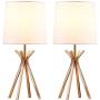 CASILVON Set of 2 Brass Gold Metal Base Bedside Table Lamp, Desk Lamp with TC Fabric Shade for Living Room Bedroom