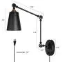 Industrial Plug in Wall Sconces with Matte Black Farmhouse Swing Arm Wall Lamp for Bedroom Bathroom Dining Room Kitchen ( Set of 2 )