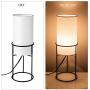 Modern Desk Lamp with Cylinder Fabric Shade, White Bedside Nightstand Table Lamp for Bedroom Living Room End Table Kids Room