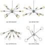 VINLUZ 6-Light Sputnik Chandelier Brushed Nickel Ceiling Light Fixture Modern Chandelier Lighting for Dining Room Living Room Kitchen