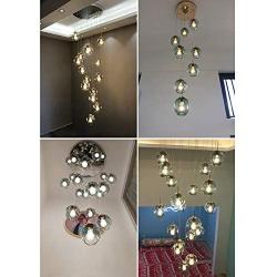 Staircase Long Chandelier,Modern Bubble Glass Chandeliers,Adjustable Height Pendant Light Molecules Hanging Light Fixture for Dining Room Bedroom Blue 6 Lights