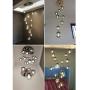 Staircase Long Chandelier,Modern Bubble Glass Chandeliers,Adjustable Height Pendant Light Molecules Hanging Light Fixture for Dining Room Bedroom Blue 6 Lights