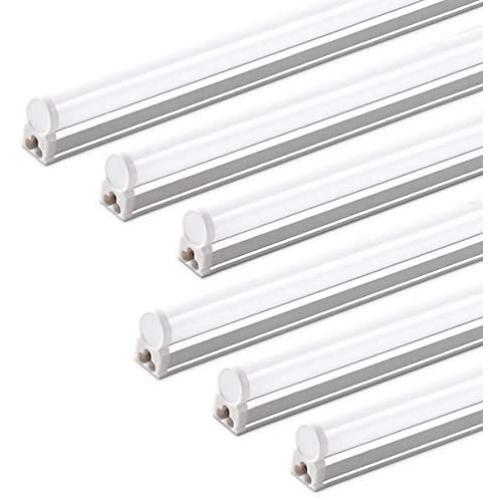 (Pack of 6) Barrina LED T5 Integrated Single Fixture, 4FT, 2200lm, 6500K (Super Bright White), 20W, Utility Shop Light, Ceiling and Under Cabinet Light, Corded electric with built-in ON/OFF switch