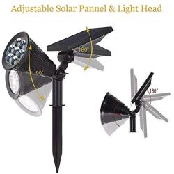 Sunklly Solar Spot Lights Outdoor 2-in-1 Colored Adjustable 7 LED Waterproof Security Tree Spotlights Lawn Step Walkway Garden Changing & Fixed Color (4 Pack)