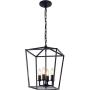Farmhouse Chandelier 4-Light Vintage Lantern Black Pendant Light Fixture Iron Cage Hanging Light for Kitchen Island Dining Room Hallway Foyer Entryway